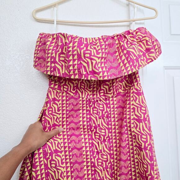 Anthropologie Kahindo Tanzania Maxi Dress Ruffle Strapless Cotton w/ Pockets - Picture 5 of 12